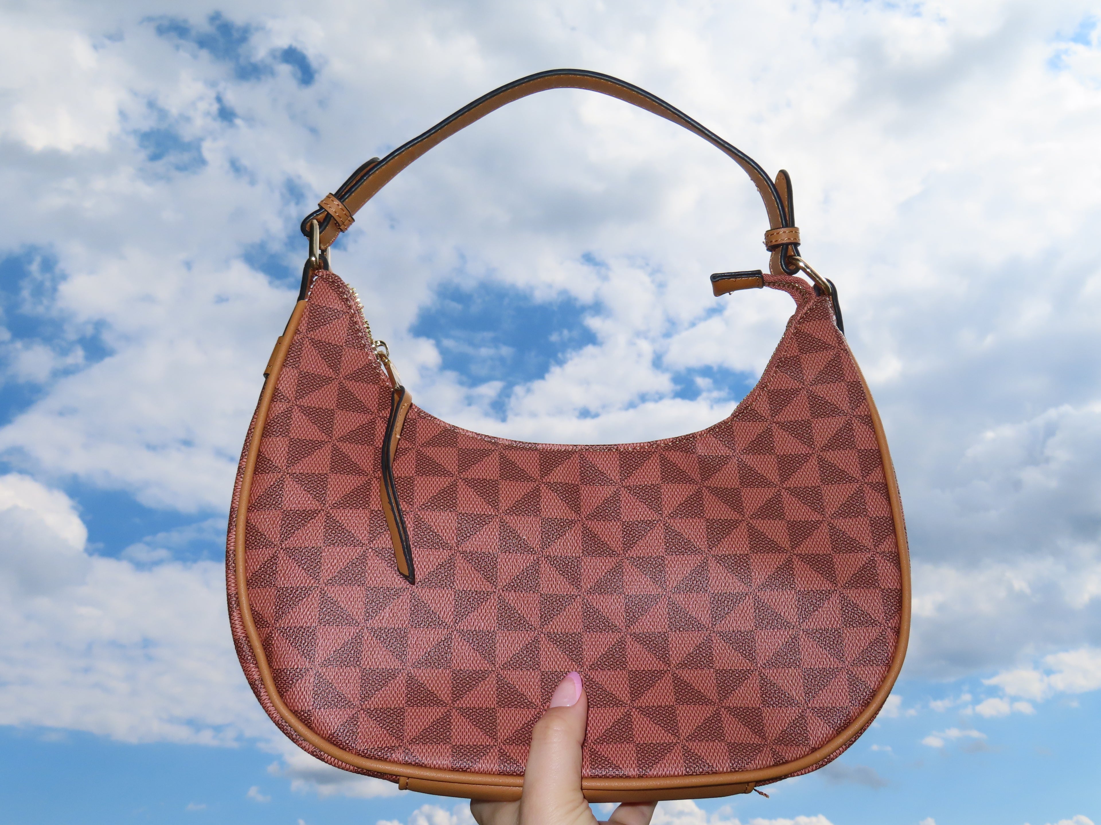 Coffee Checkered Shoulder Bag