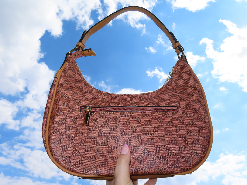 Coffee Checkered Shoulder Bag