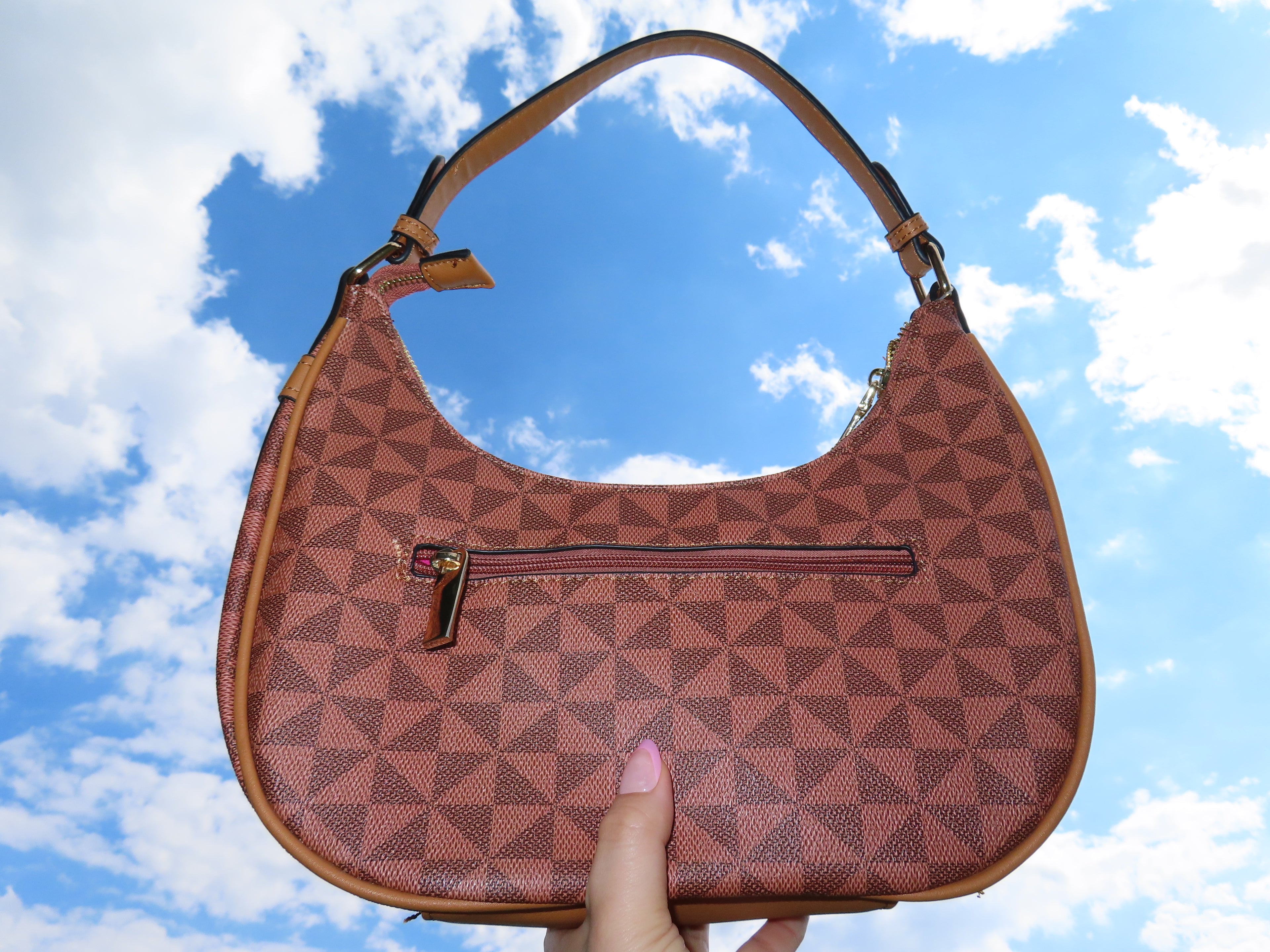 Coffee Checkered Shoulder Bag