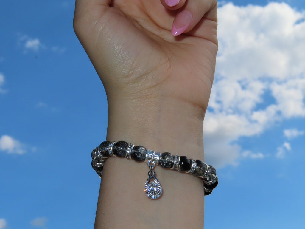Black Charm Bracelet - Raindrop
