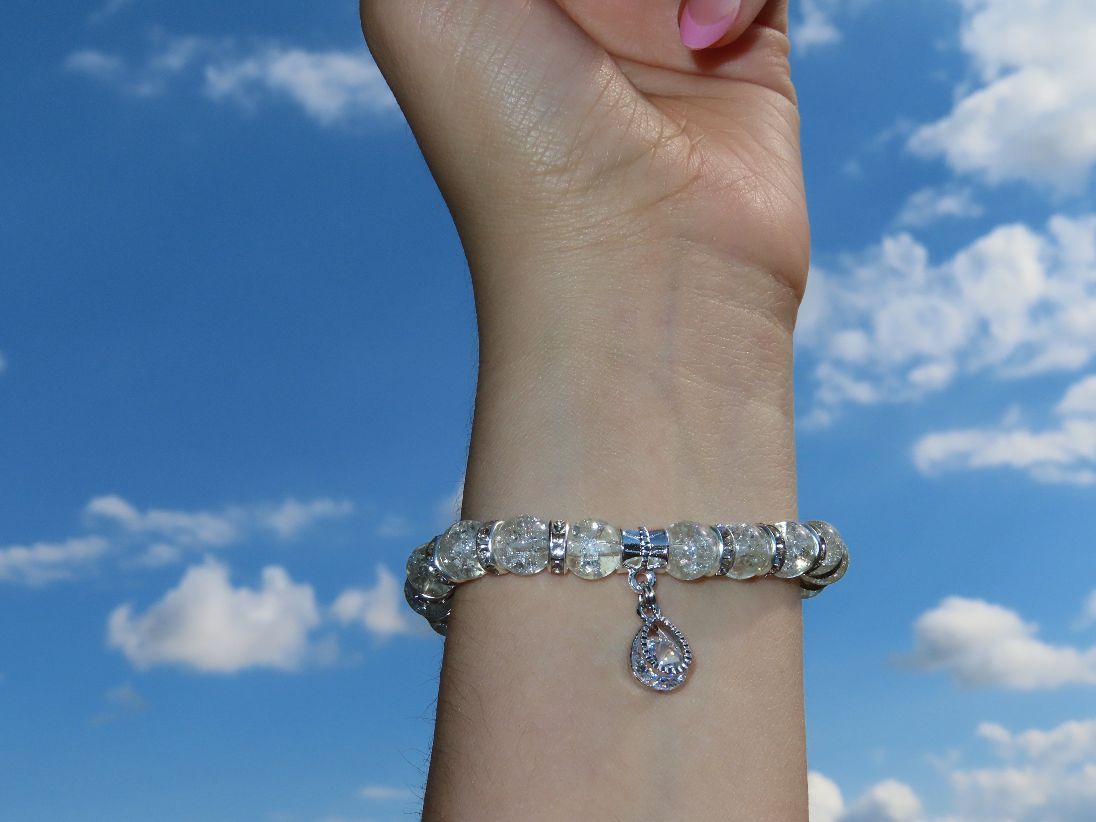 White Charm Bracelet - Raindrop