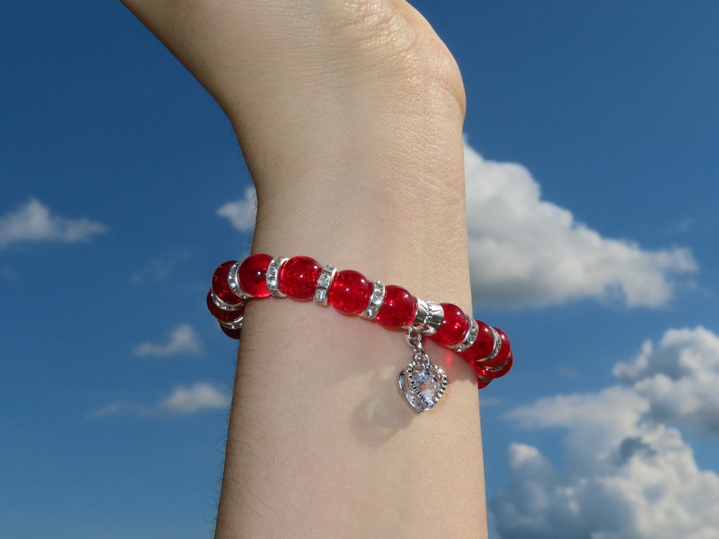 Red Charm Bracelet - Heart