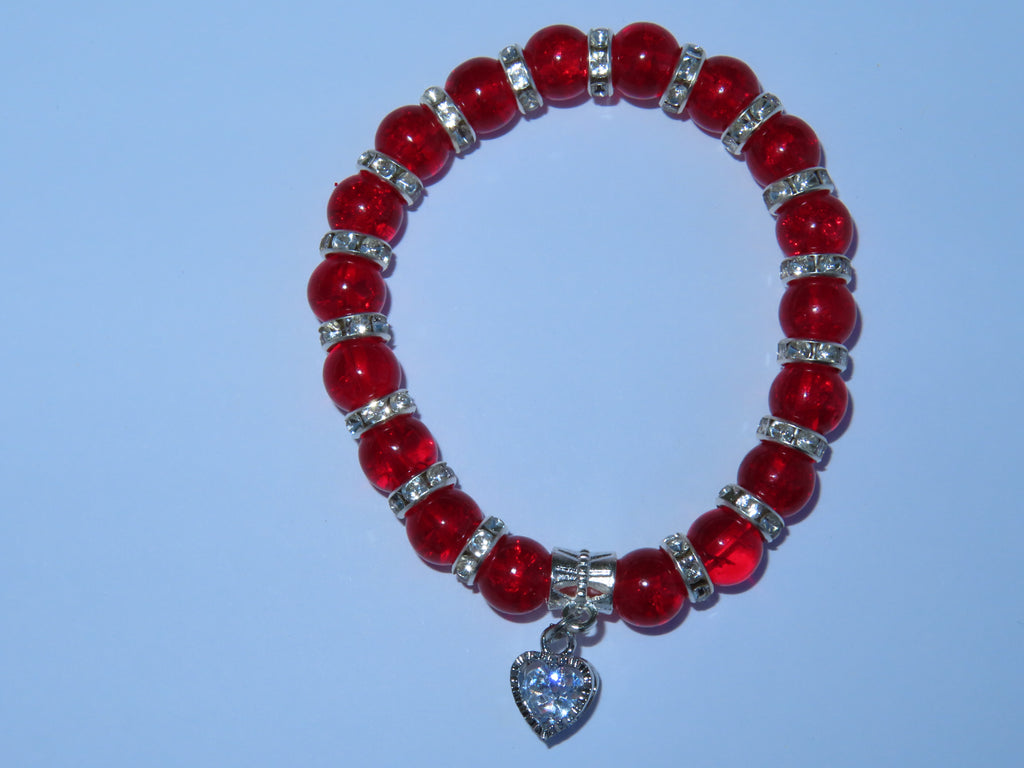 Red Charm Bracelet - Heart