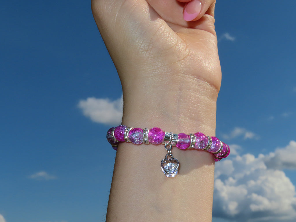 Purple Charm Bracelet - Heart