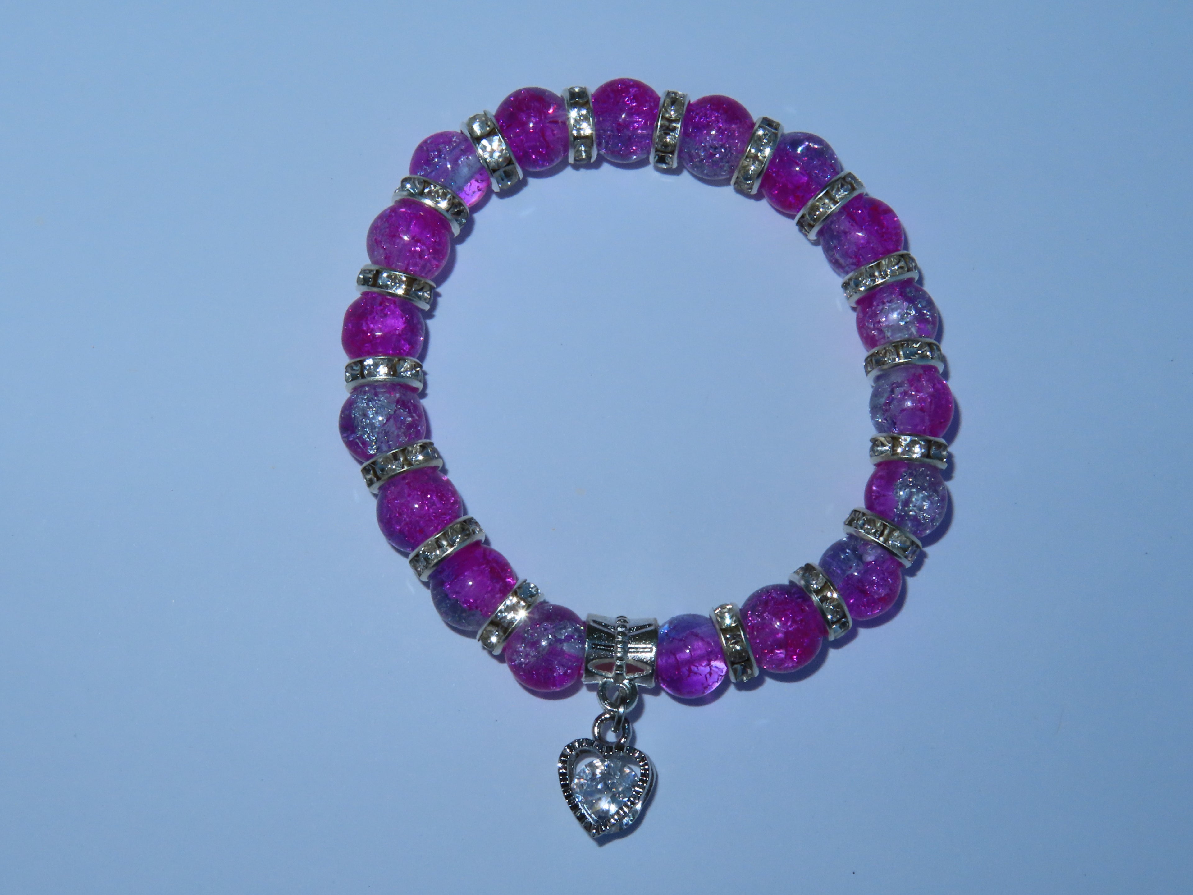 Purple Charm Bracelet - Heart