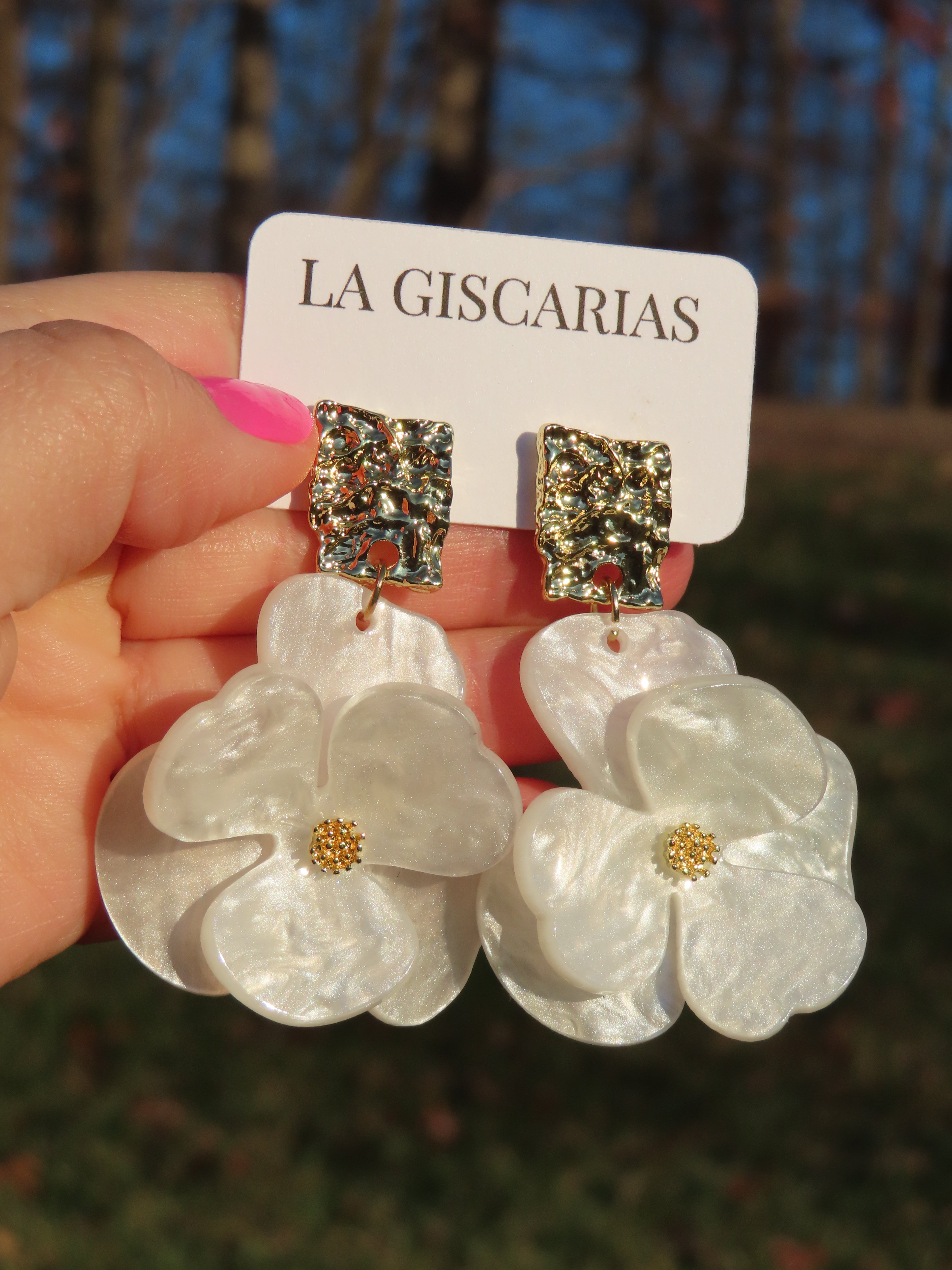 White Flower Earrings