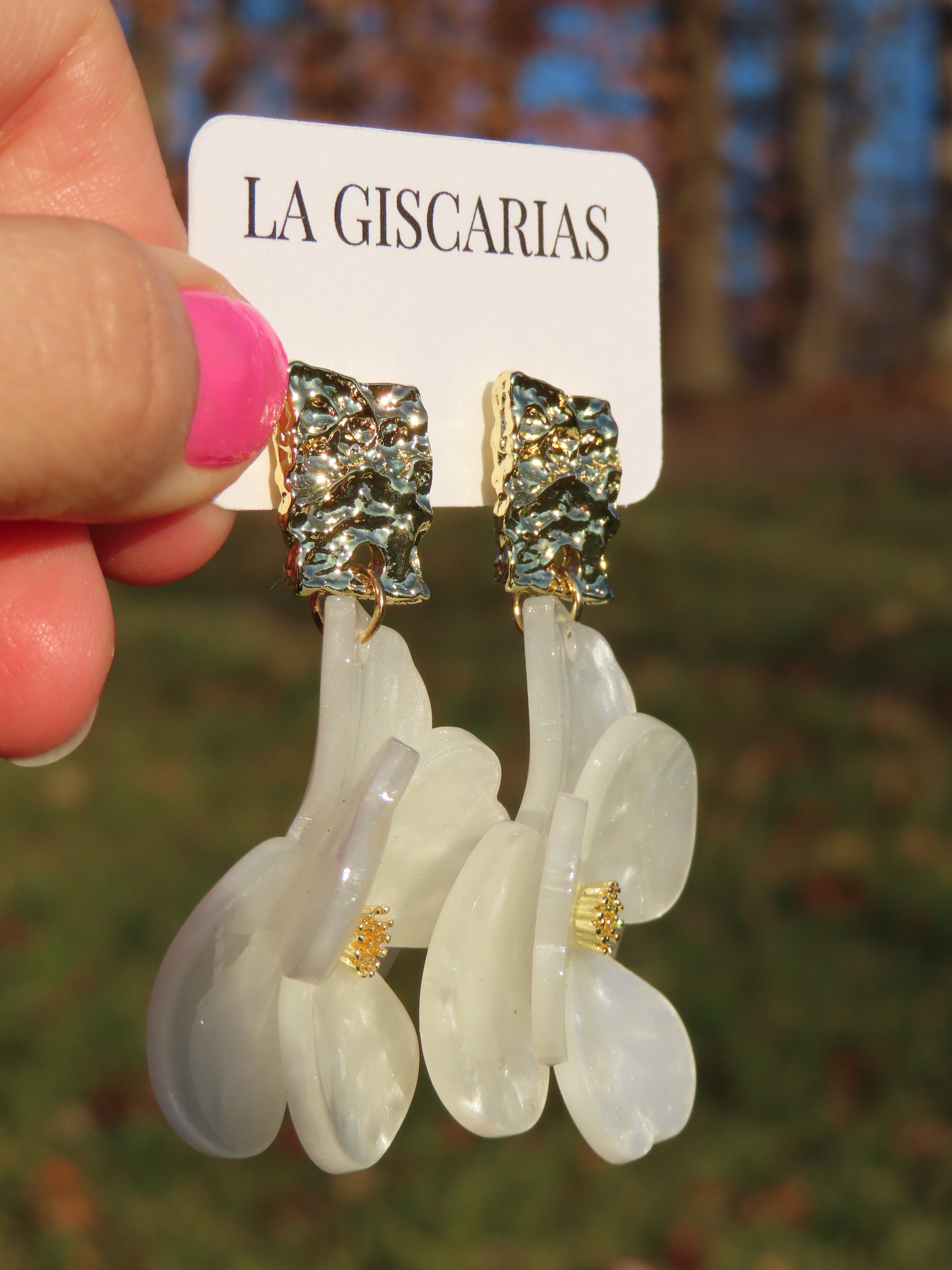 White Flower Earrings
